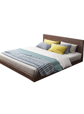 #0J日式榻榻米床白色油风1.5m1.G8米单双人落地板式床地铺地台矮