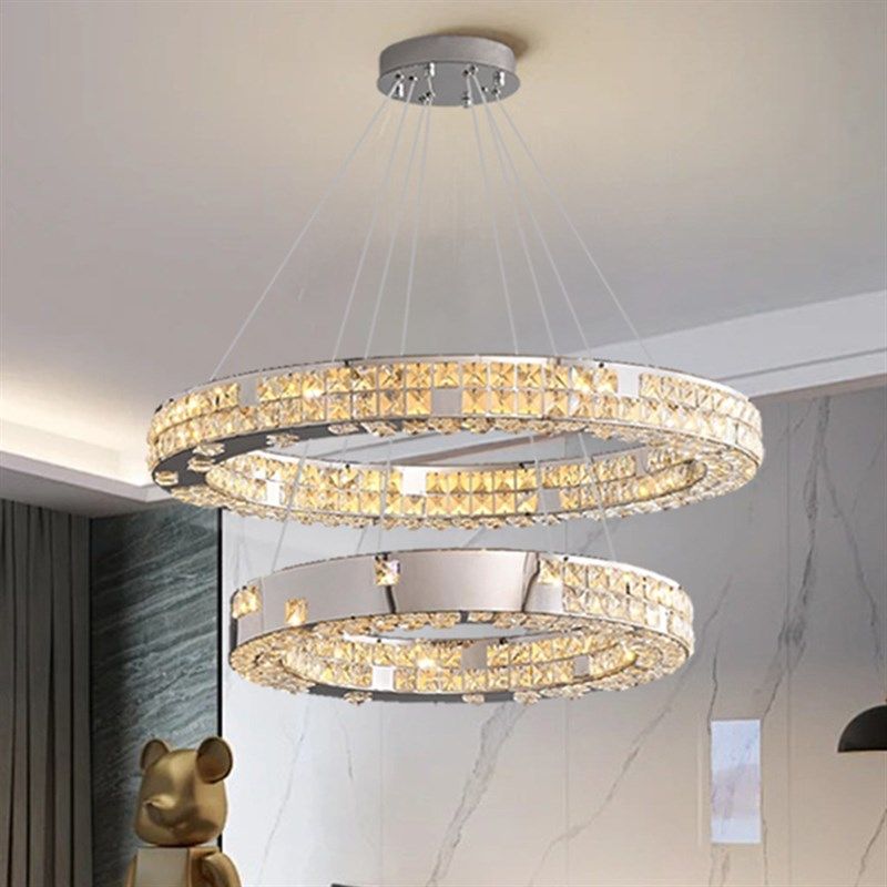 客厅圆环水晶吊灯简约现代轻奢圈圈别墅餐厅主卧室创意Y大气意式,家装灯饰光源,客厅吊灯,淘宝优惠券,粉丝福利购,淘宝优惠卷