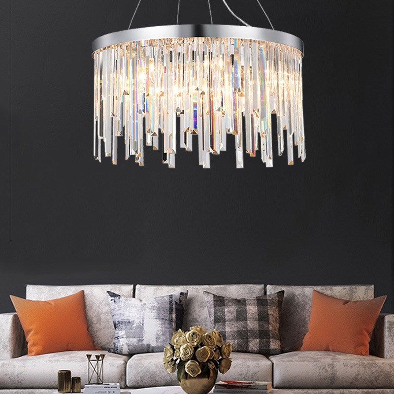 K9水晶条吊灯后现代简约客厅灯圆形卧室餐M厅灯流苏楼梯复式楼灯,家装灯饰光源,客厅吊灯,淘宝优惠券,粉丝福利购,淘宝优惠卷