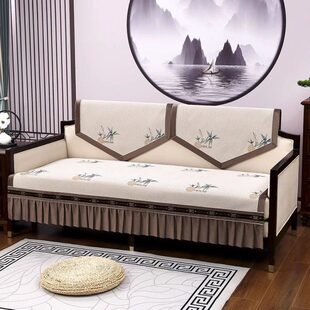 年皮沙发高档套罩专用新款新中式沙发布垫2023靠背巾绣花贵妃沙发