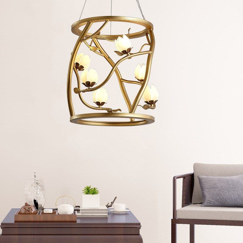 新中式禅意客厅吊灯创意荷花餐吊北欧书房K茶室灯茶几琉璃艺术花,家装灯饰光源,客厅吊灯,淘宝优惠券,粉丝福利购,淘宝优惠卷