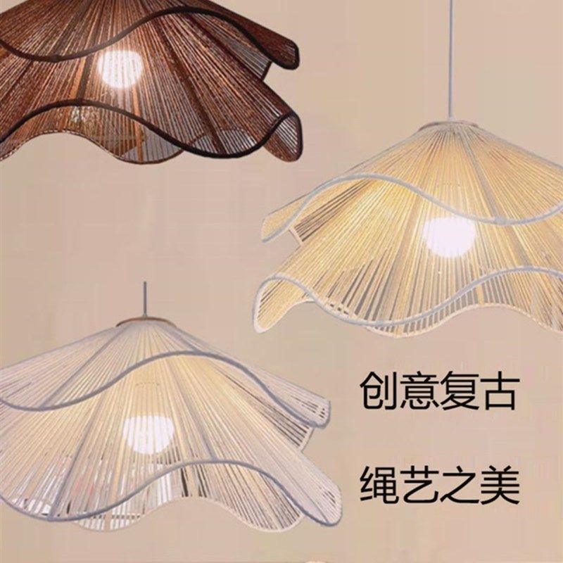 餐厅吊灯北欧g田园风 手工麻绳纸绳茶室吧台氛围感网红温馨覆古灯,家装灯饰光源,酒店/宴会厅/餐饮吊灯,淘宝优惠券,粉丝福利购,淘宝优惠卷