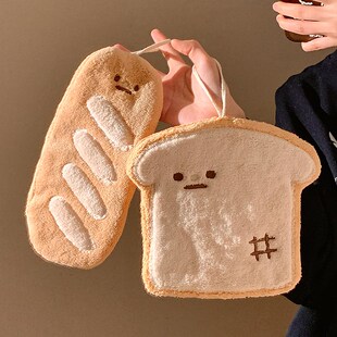 可爱吐司面包擦手巾m挂式 吸水毛巾不发臭卫生间手帕厨房珊瑚绒抹