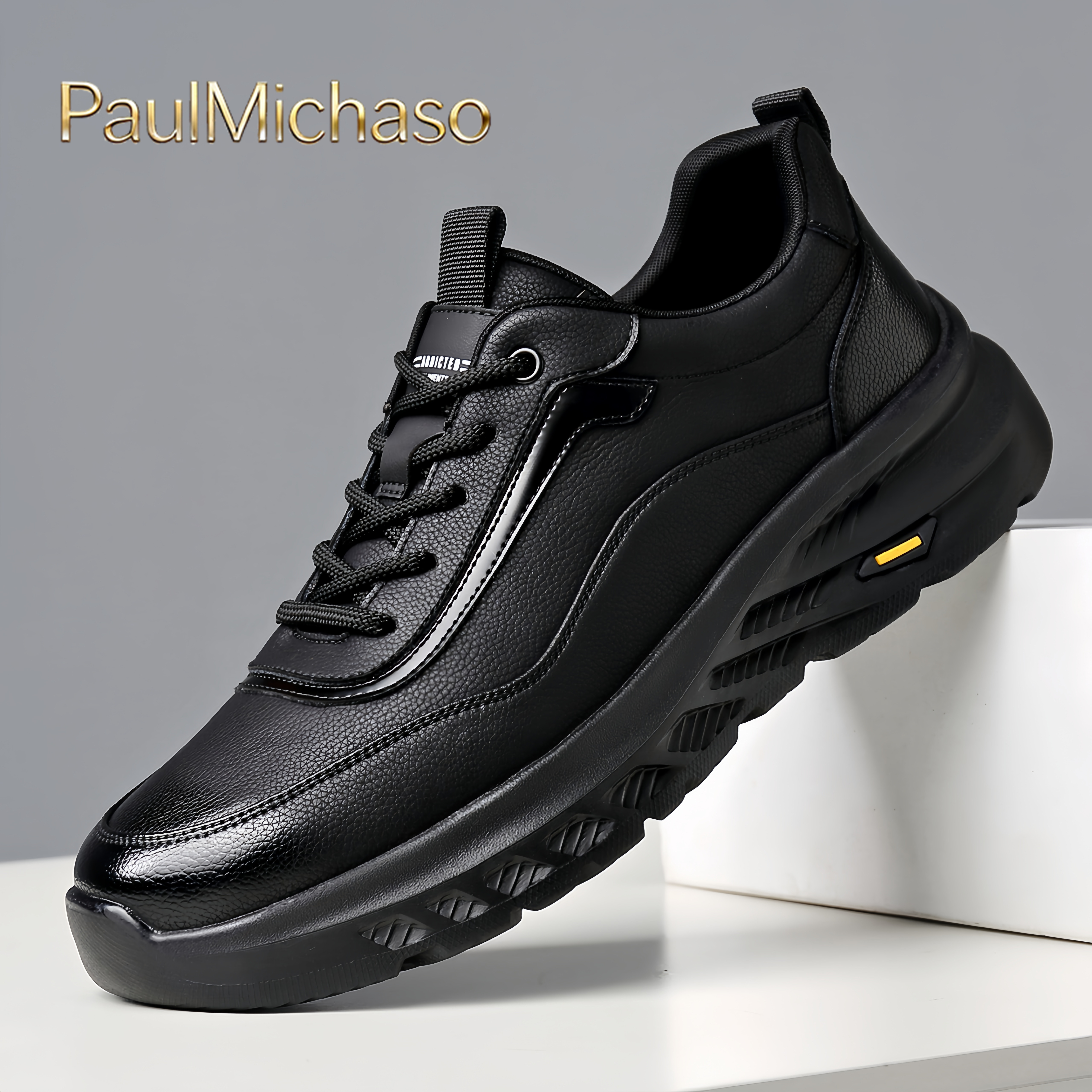 男士运动鞋2025新款秋冬季加绒男鞋真皮软底黑色商务休闲鞋子男款