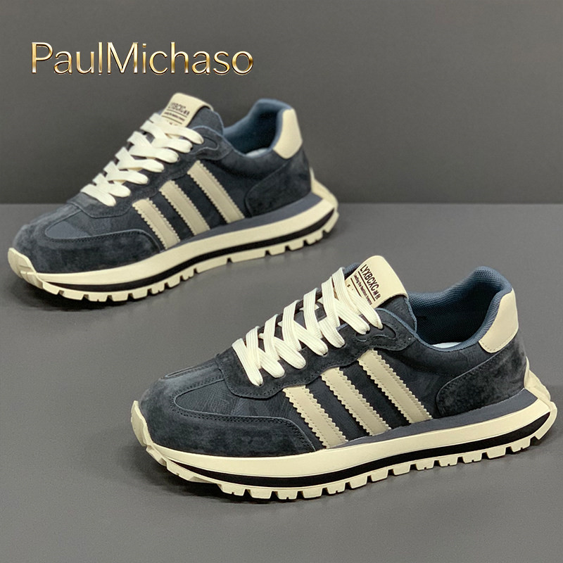 男士休闲鞋2025新款冬季加绒男鞋阿甘运动鞋厚底增高老爹鞋子男款