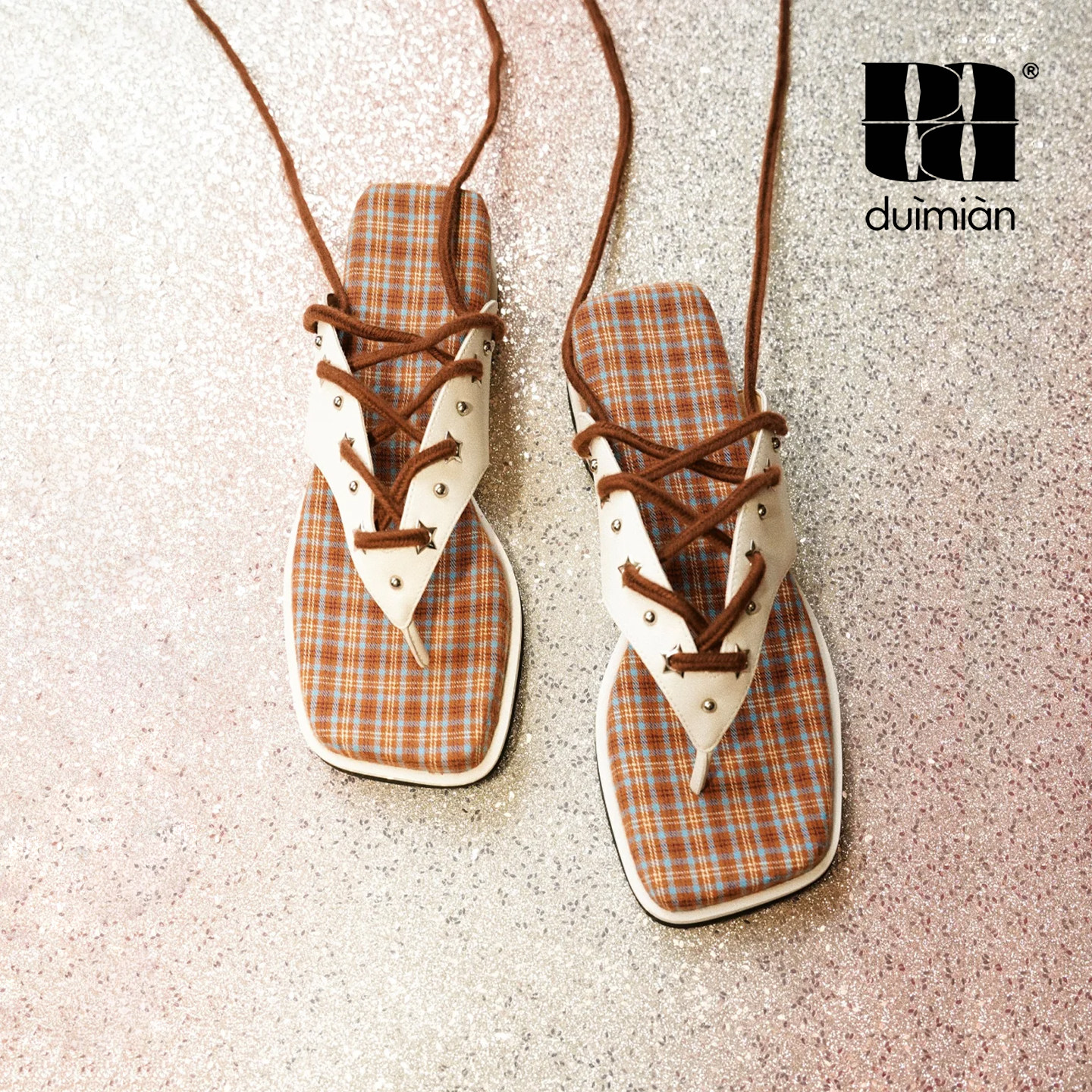 【明星同款】对面duimian格纹人字拖夏季外穿凉拖鞋休闲夹脚凉鞋,女鞋,人字拖,淘宝优惠券,粉丝福利购,淘宝优惠卷