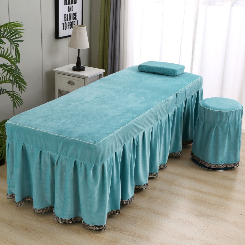 简约水晶绒美容单床罩枕套按摩理疗美体spa洗头R美睫美甲采耳床罩