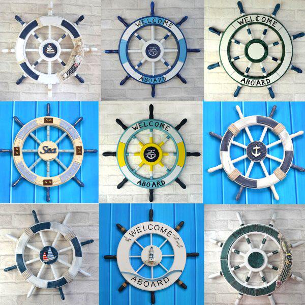 地中海风格装饰品方向盘船舵壁饰舵手创意酒吧幼儿园背景墙面挂件