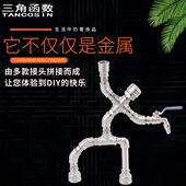 304不锈钢6分对丝等径异径变径外螺纹直接水管对接头机器人摆件