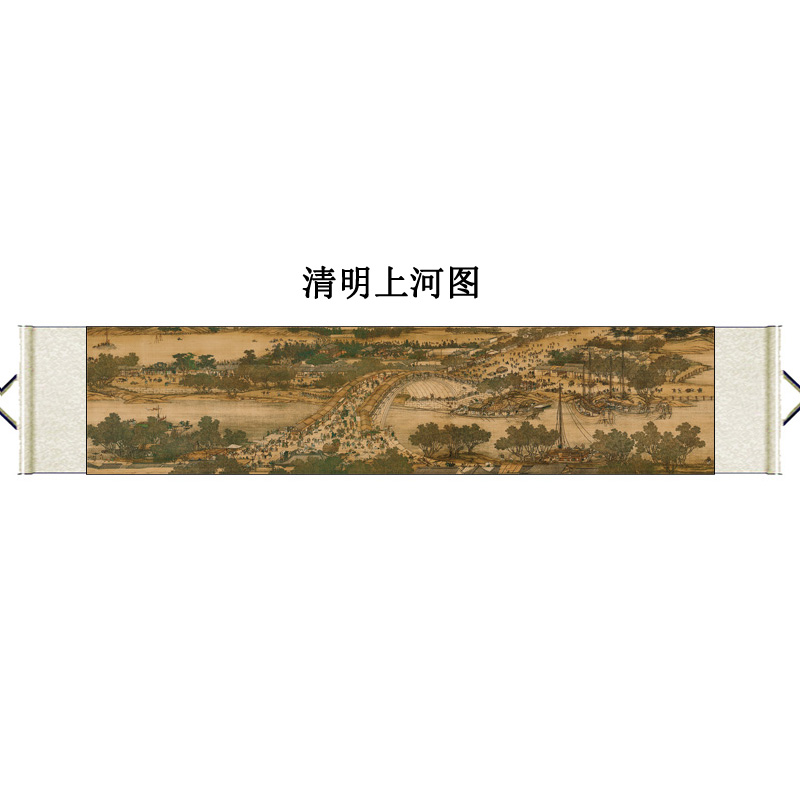 仿古山水花d鸟挂画茶楼卷轴画十大传世名画千里江山清郎世宁百骏