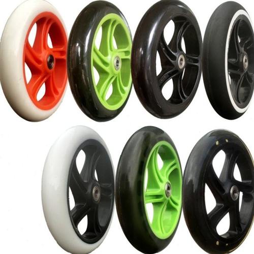 购物车PU轮子20CM大轮不锈钢爬楼橡胶轮双轴承静音耐磨买菜车小轮