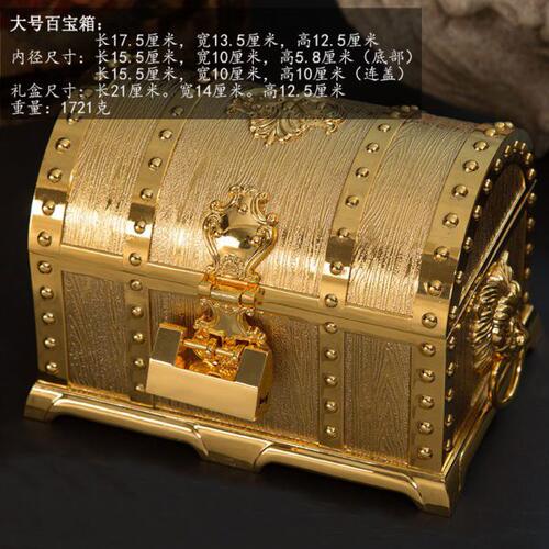 现货复古金属金色招财饰品首饰箱带锁魔法盒百宝箱乔迁装饰礼品摆