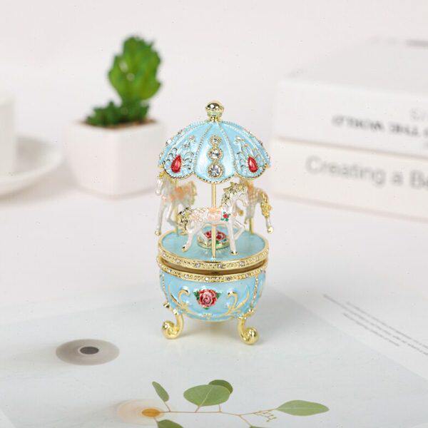 轻奢生日礼物珐琅彩玫瑰花鸡蛋音乐盒创意家居小摆件天鹅湖八音盒