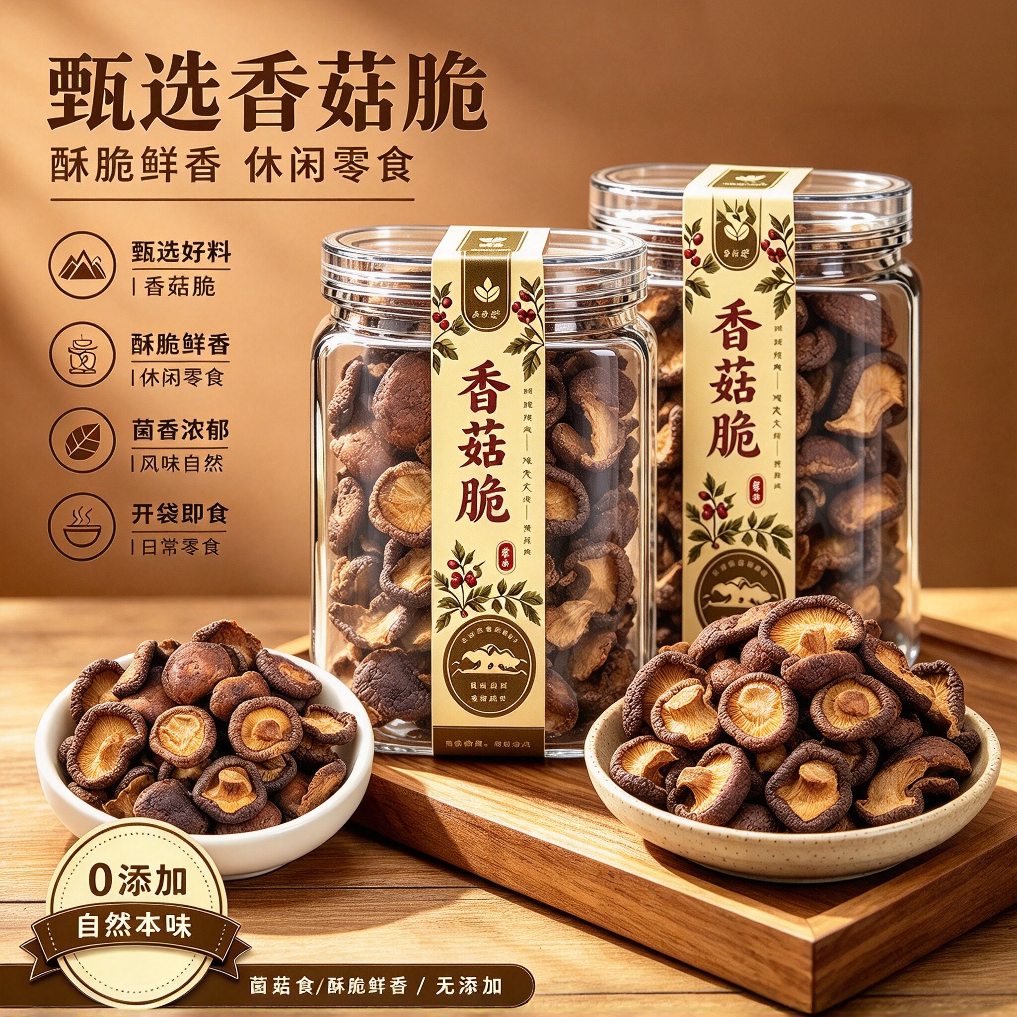 黑松露香菇脆冻干即食果蔬脆