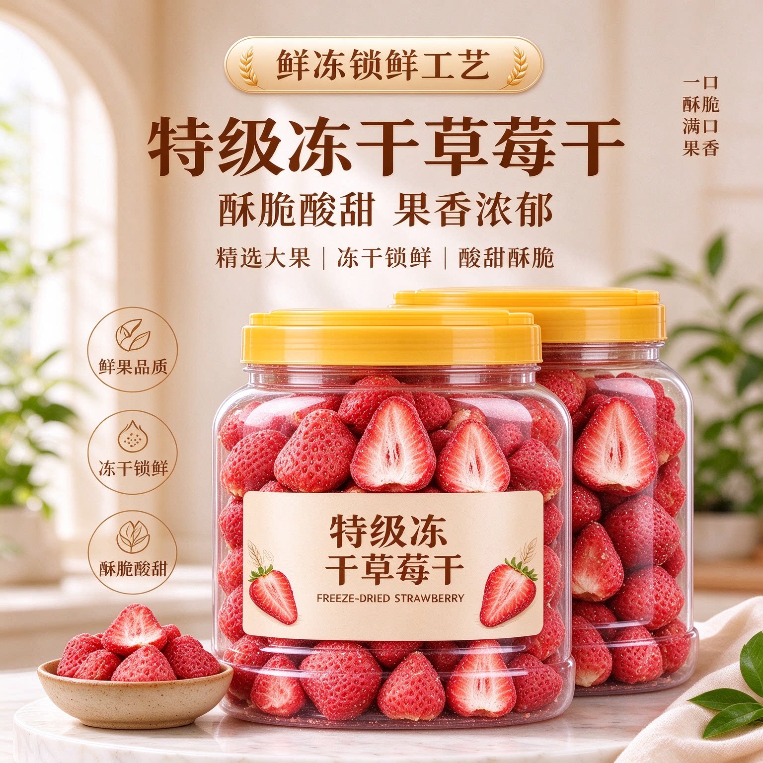 丹东冻干草莓无糖无添加脆