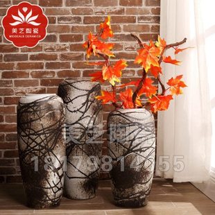 仿古花坛落地花艺花钵陶瓶摆件复古做旧大陶罐高大花瓶古风插花罐