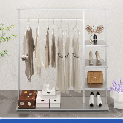 铁艺男女服装店展示架银色落地货架童装挂衣服架子卧室挂包衣帽架