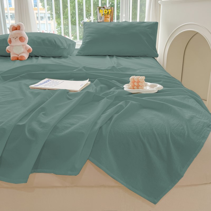 床单单件春夏枕套三件套学生宿舍单人水洗棉磨毛1米8X纯色被单双