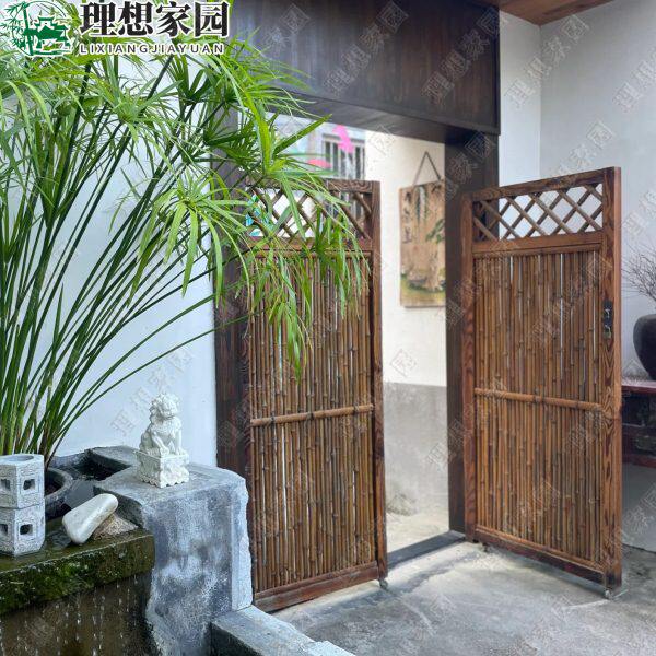 防腐竹木门日式庭院门碳化阳台院子篱笆花园竹木门户外民宿装饰品