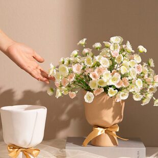 北欧多肉手捧造型陶瓷花瓶多肉花盆粗陶插花餐桌装饰品摆件花器