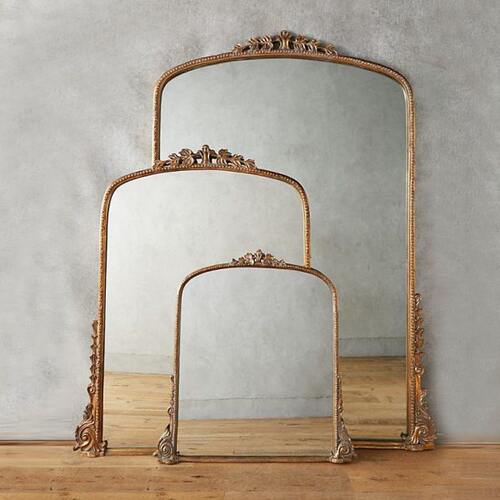 欧式复古梳妆镜台式壁挂墙面公主镜卧室化妆镜壁炉玄关装饰镜雕花