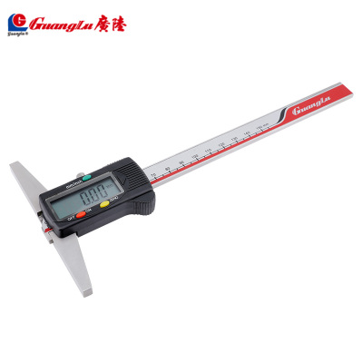 广陆数显深度尺带钩高精度工业级卡尺配件电池防水防油测量工具