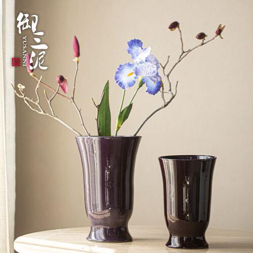 御三泥小清新轻奢高级感花器摆件插花水培插鲜花客厅玄关陶瓷花瓶