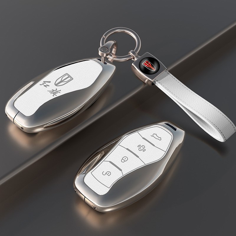 适用24款红旗H5车j钥匙套HS5扣HS3包H9/H6扣HS7/HQ9/EH7金属壳男