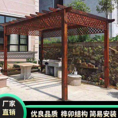 凉亭定制庭院长廊爬藤架户外花园防腐木葡萄架花架实木碳化木架