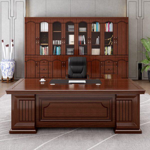 老板办公桌简约现代经理总裁桌子办公室单人桌椅组合新中式大班台