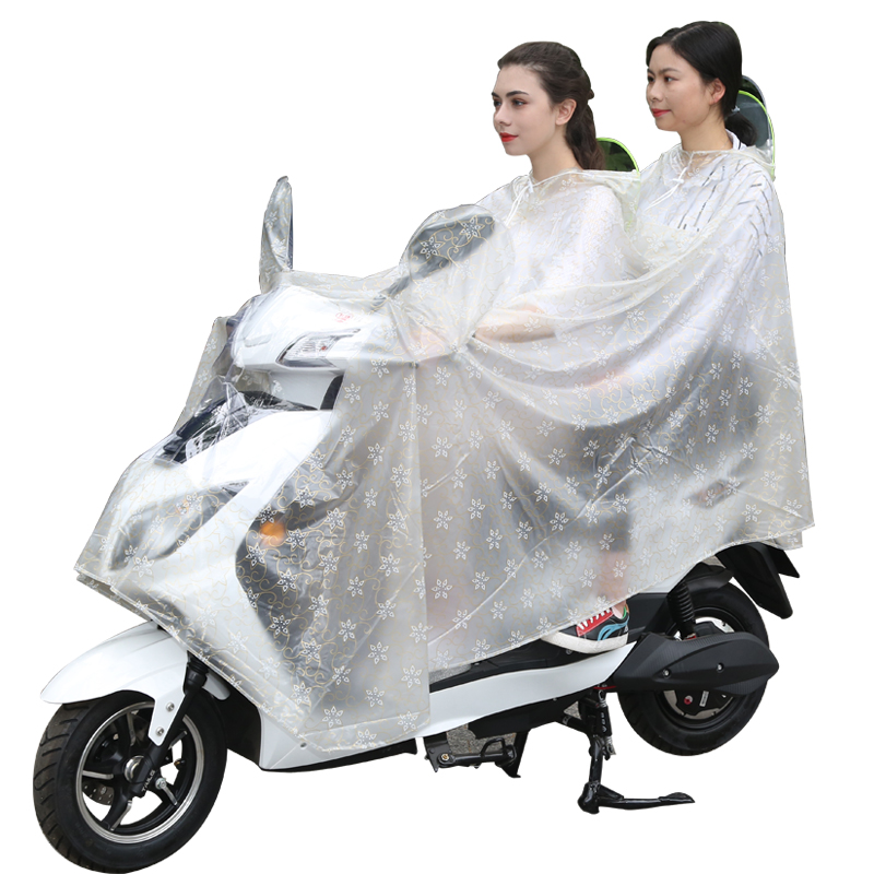 电动摩托车雨衣双人成人骑行电瓶车母子儿童前后置透明防水雨披