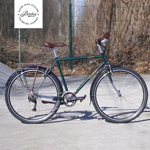 不死骑BOSKEY旅行车r钢架自行车长途旅行蝴蝶把舒适复古男女变速