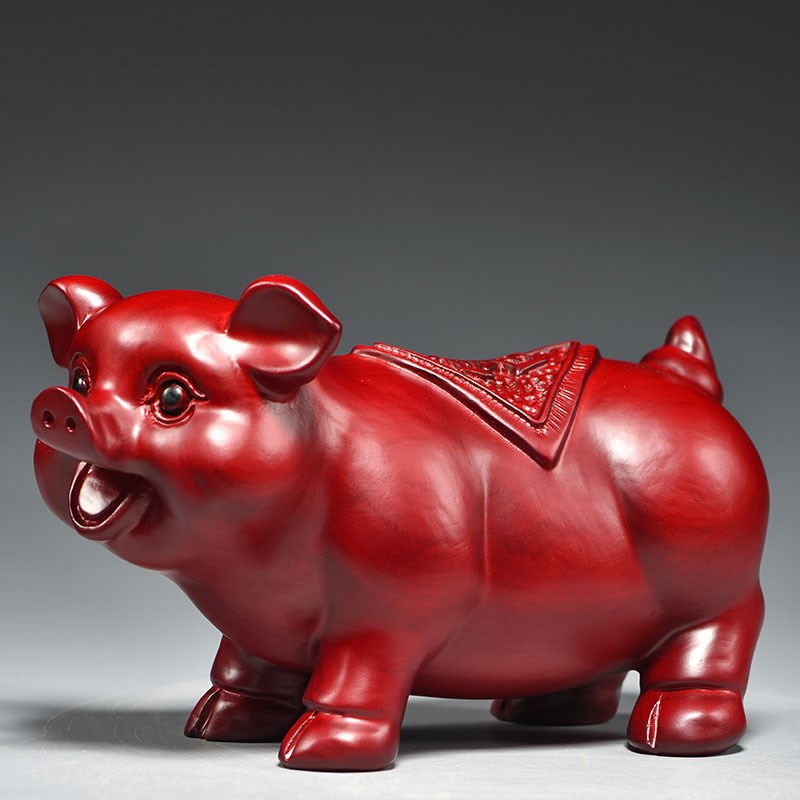 红花梨木对猪摆件实木十二生肖猪动物客厅家居装S饰红木送礼工艺