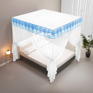 蚊帐防尘遮光家g用布顶1.5米床双人1.8米支架帐纱1.2m纹帐防蚊落