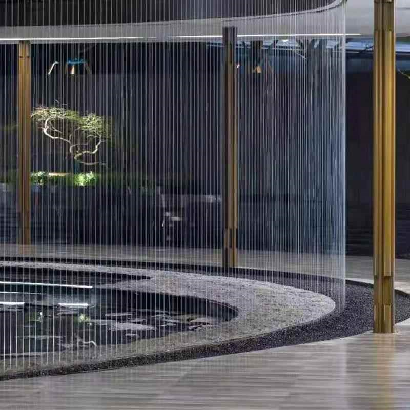 拉线水帘水幕雨帘j水幕帘拉丝水帘流水景观瀑布水幕墙数字水帘光