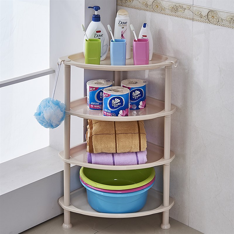 浴室置物架卫生间收纳q三角塑料脸盆架子厕所洗手洗澡间落地式多