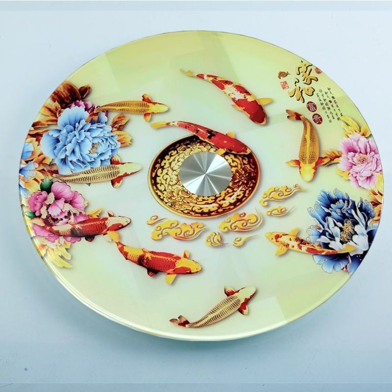 钢化玻璃餐桌转盘圆桌台面饭店吃饭桌H转盘家用大圆旋转桌面转盘