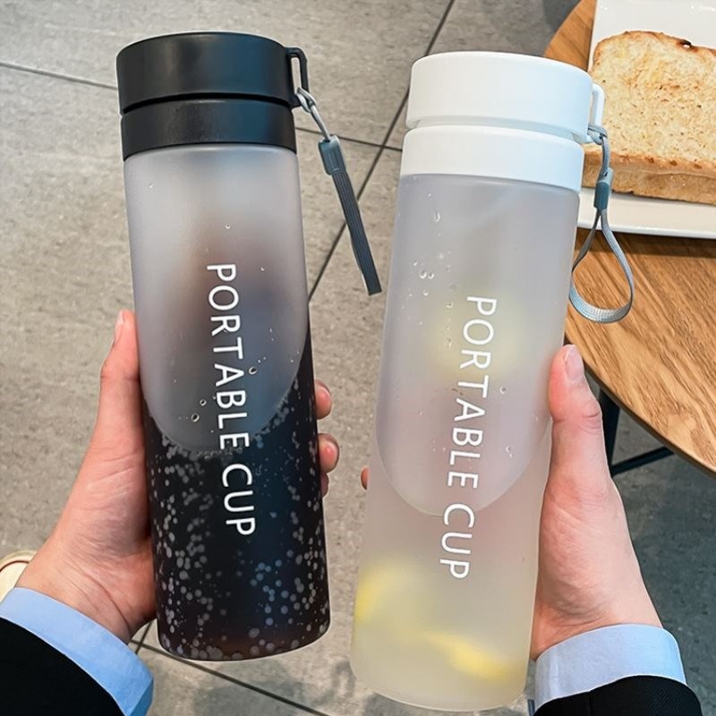 夏季韩版带茶隔磨砂大容量塑料杯男女学生I情侣刻度可携式随手水