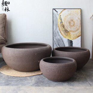 钵盆盆收口花盆盘花矮缸盆睡莲鱼碗大大盆盆浅口圆盆水养花盆拼椭