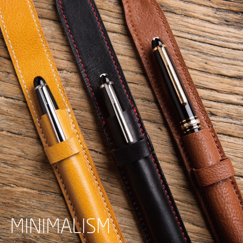 新款头层牛皮钢笔皮套保护套商务手工真皮笔套简S约钢笔收纳袋单