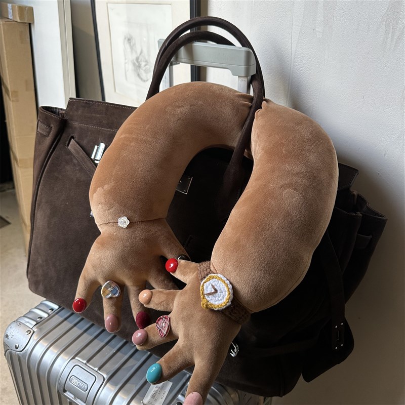 手指u型枕搞怪颈枕车载玩偶创意汽车抱枕办公室T午休礼物旅行便捷