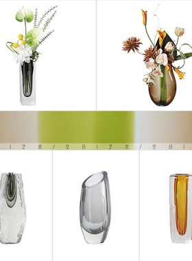 新款空合 现代轻奢创p意玻璃花瓶 样板房客厅茶几餐桌花艺家居陈