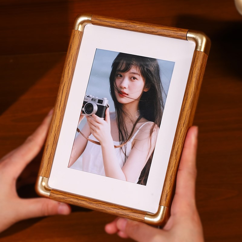 全家福洗照片圆角胡桃木色相框高级感定制挂L墙画框装裱摆台678寸