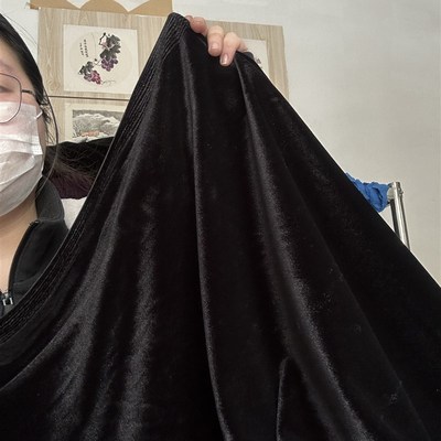 一米 黑色优质垂感金丝绒布料密I丝绒 桌布背景幕布面料