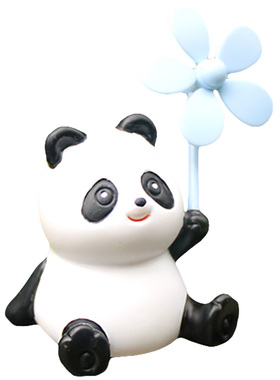 创意可爱小熊猫风车竹蜻蜓电瓶自行汽车载电动摩托装饰送闺蜜礼品