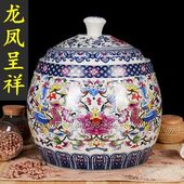 家用陶瓷米缸米桶带盖20斤30斤50斤油罐茶叶水缸面缸腌肉泡菜坛子