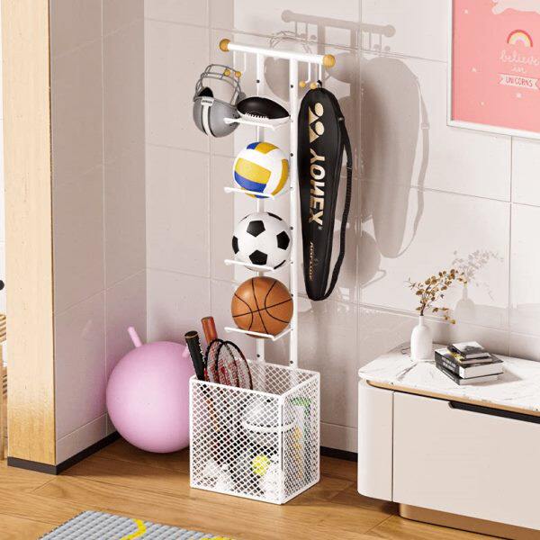 篮球收纳架羽毛球家用置物架足球落地置物筐多功能运动用品收纳筐