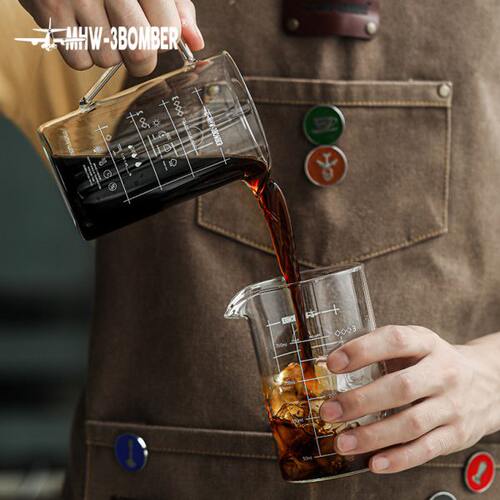 MHW-3BOMBER轰炸机玻璃手冲咖啡分享壶下壶带刻度手冲器具360ml