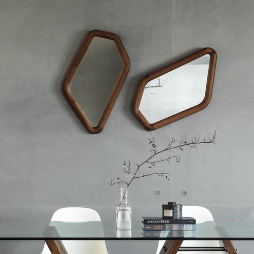 北欧表情NORHOR法国B.N./EYO壁挂镜/简约自然实木5边镜客厅浴室