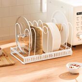 格美居伸缩锅具架厨房放锅盖多功能免打孔收纳架收缩台面置物神器